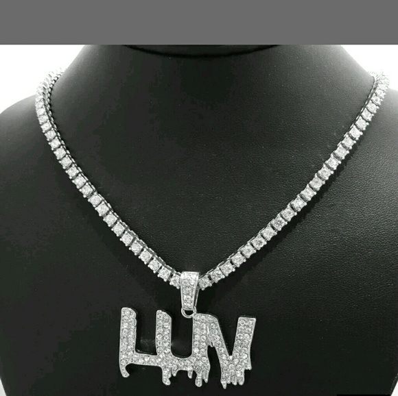Hip Hop Lil Uzi Vert's LUV  pendant & 18" 1 Row Di - Picture 2 of 4